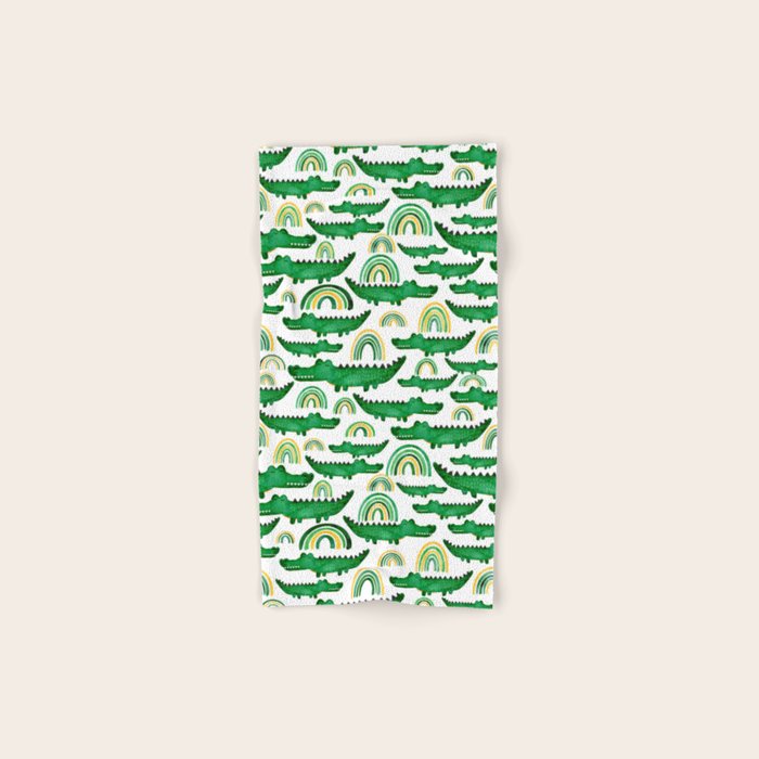 Watercolor Alligator Rainbows Bath Towel Gallery Image 1