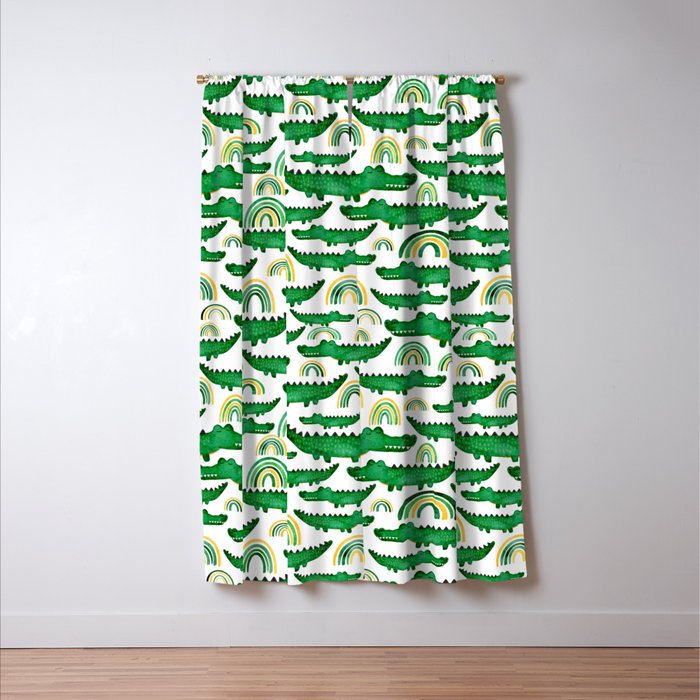 Watercolor Alligator Rainbows Window Curtain Gallery Image 3