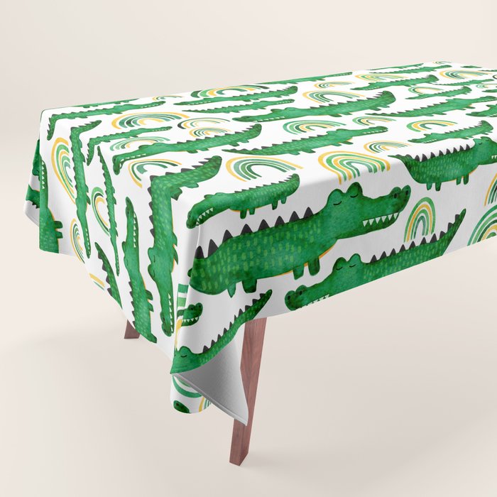 Watercolor Alligator Rainbows Tablecloth Gallery Image 1