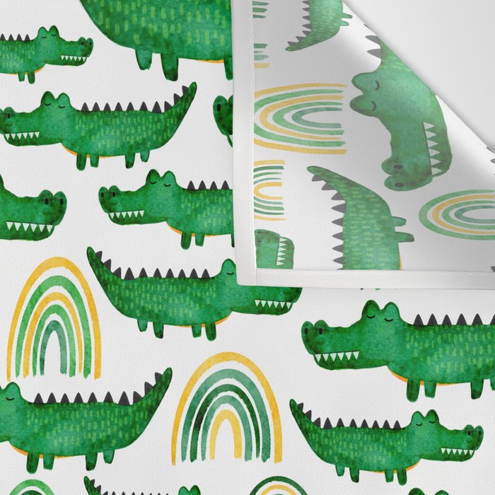 Watercolor Alligator Rainbows Wall Tapestry Gallery Image 3