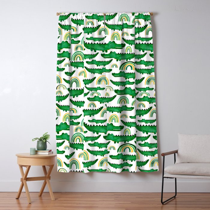 Watercolor Alligator Rainbows Window Curtain Gallery Image 5