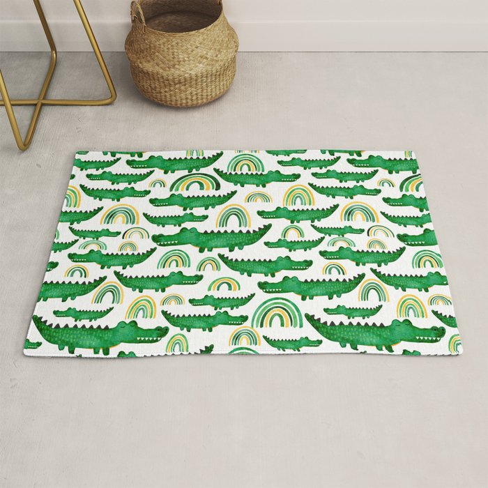 Watercolor Alligator Rainbows Rug Gallery Image 1