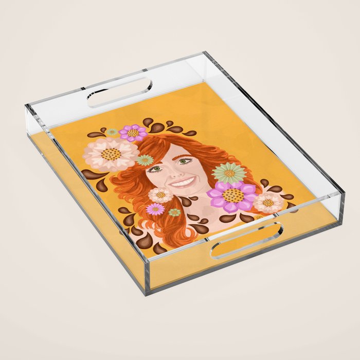 Vintage Beauty Retro Portrait Acrylic Tray Gallery Image 1