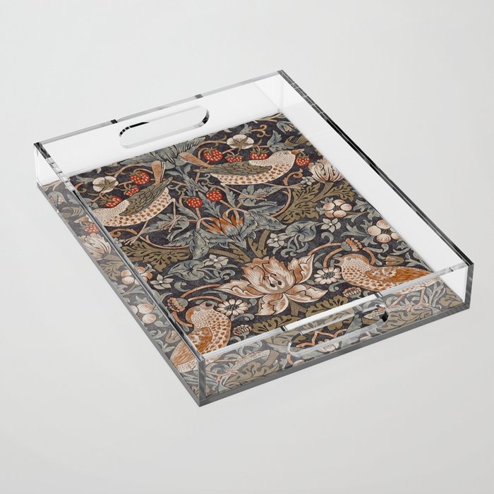 Strawberry thief, William Morris  Acrylic Tray Gallery Image 1