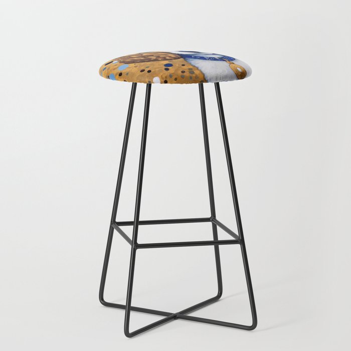 Gustav Klimt Style Puppy Dog with Blue Collar Stool Gallery Image 1