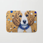 Gustav Klimt Style Puppy Dog with Blue Collar Bath Mat Gallery Image 1