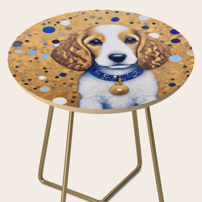 Gustav Klimt Style Puppy Dog with Blue Collar Side Table Gallery Image 2