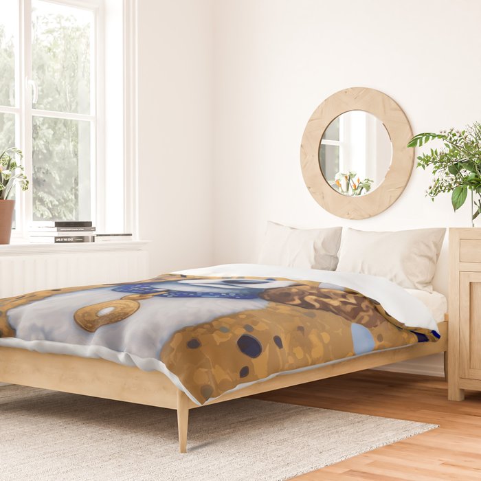 Gustav Klimt Style Puppy Dog with Blue Collar Duvet Cover Gallery Image 2