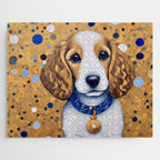 Gustav Klimt Style Puppy Dog with Blue Collar Jigsaw Puzzle Gallery Image 1