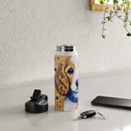 Gustav Klimt Style Puppy Dog with Blue Collar Water Bottle Gallery Image 4