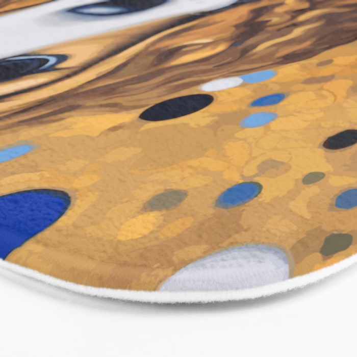 Gustav Klimt Style Puppy Dog with Blue Collar Bath Mat Gallery Image 3