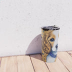 Gustav Klimt Style Puppy Dog with Blue Collar Travel Mug Gallery Image 4