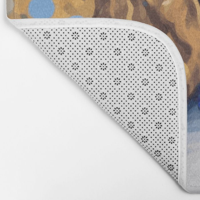 Gustav Klimt Style Puppy Dog with Blue Collar Bath Mat Gallery Image 2