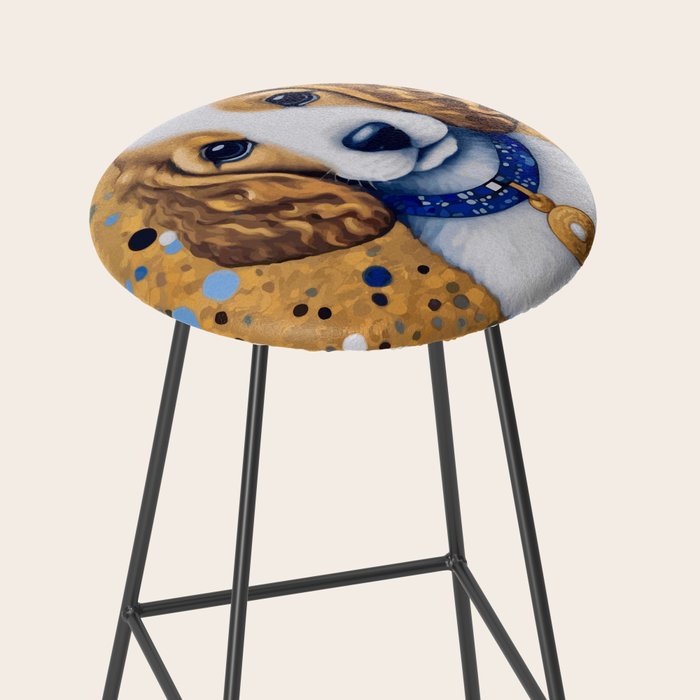 Gustav Klimt Style Puppy Dog with Blue Collar Stool Gallery Image 2
