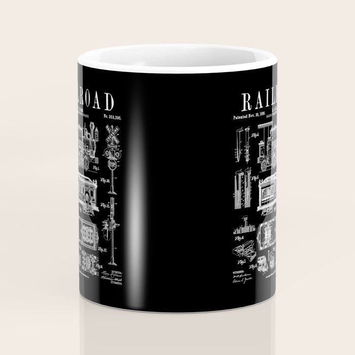 Railroad Railway Steam Locomotive Train Vintage Patent Print Coffee Mug Gallery Image 4