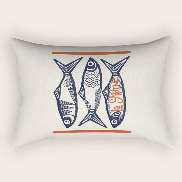 Le Sardine Retro Inspired Art Print Rectangular Pillow Gallery Image 1