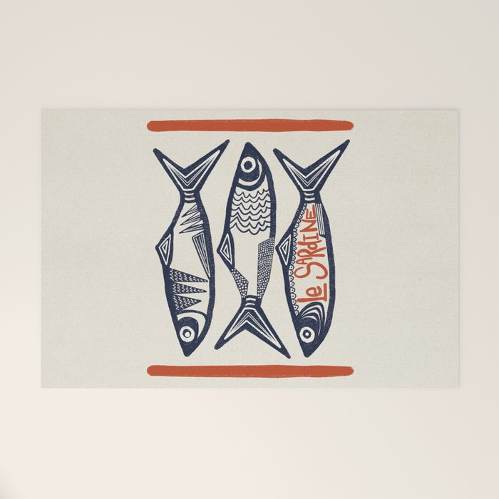 Le Sardine Retro Inspired Art Print Welcome Mat Gallery Image 1