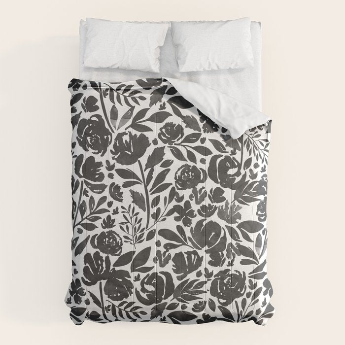 Simple black and white flower garden Comforter Gallery Image 6