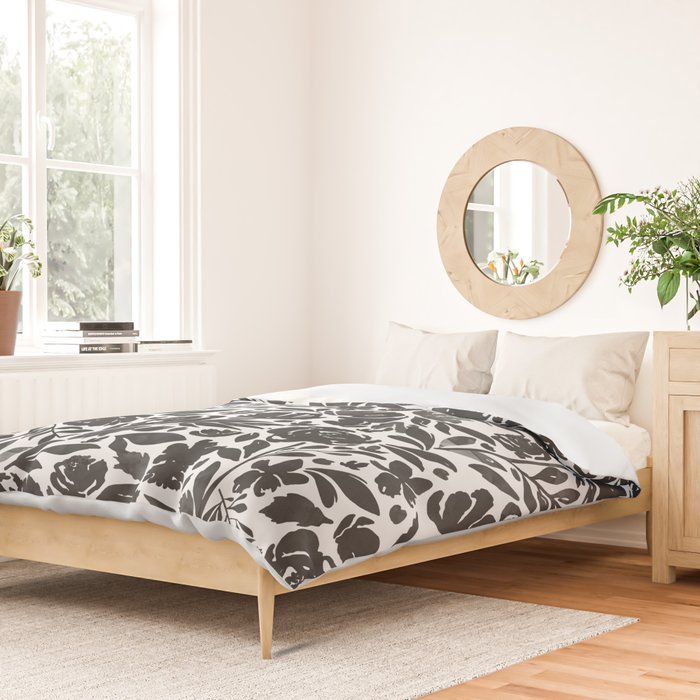 Simple black and white flower garden Duvet Cover Gallery Image 2