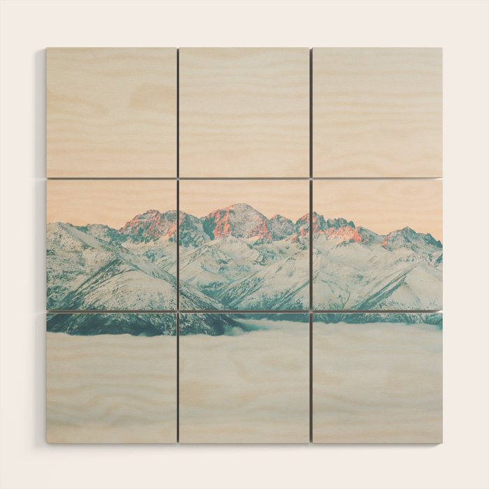 Pastel winter landscape | Arctic mountains in Lapland | Wanderlust travel photography Wood Wall Art Gallery Image 1