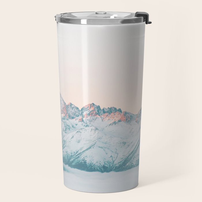 Pastel winter landscape | Arctic mountains in Lapland | Wanderlust travel photography Travel Mug Gallery Image 2