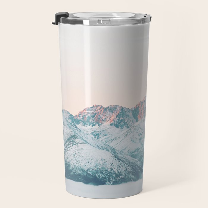 Pastel winter landscape | Arctic mountains in Lapland | Wanderlust travel photography Travel Mug Gallery Image 3