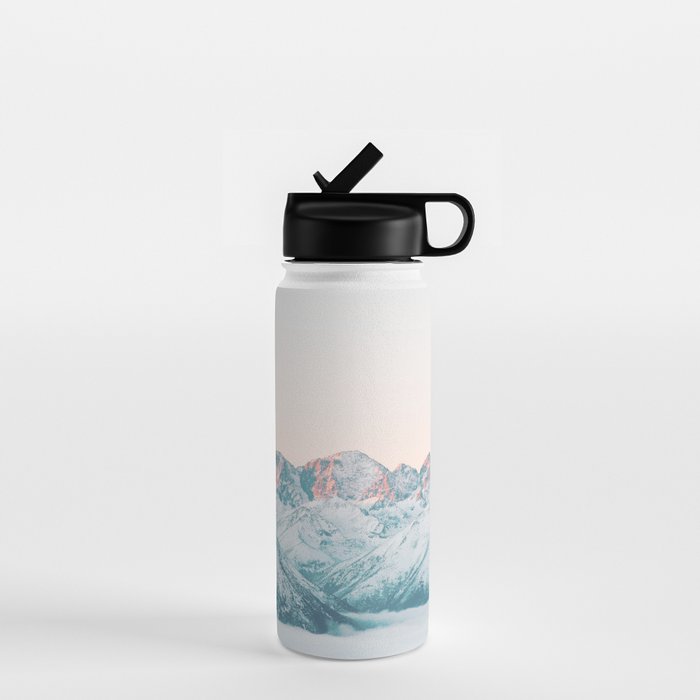 Pastel winter landscape | Arctic mountains in Lapland | Wanderlust travel photography Water Bottle Gallery Image 1