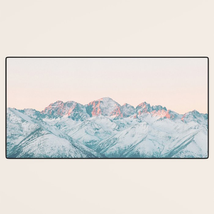 Pastel winter landscape | Arctic mountains in Lapland | Wanderlust travel photography Desk Mat Gallery Image 3