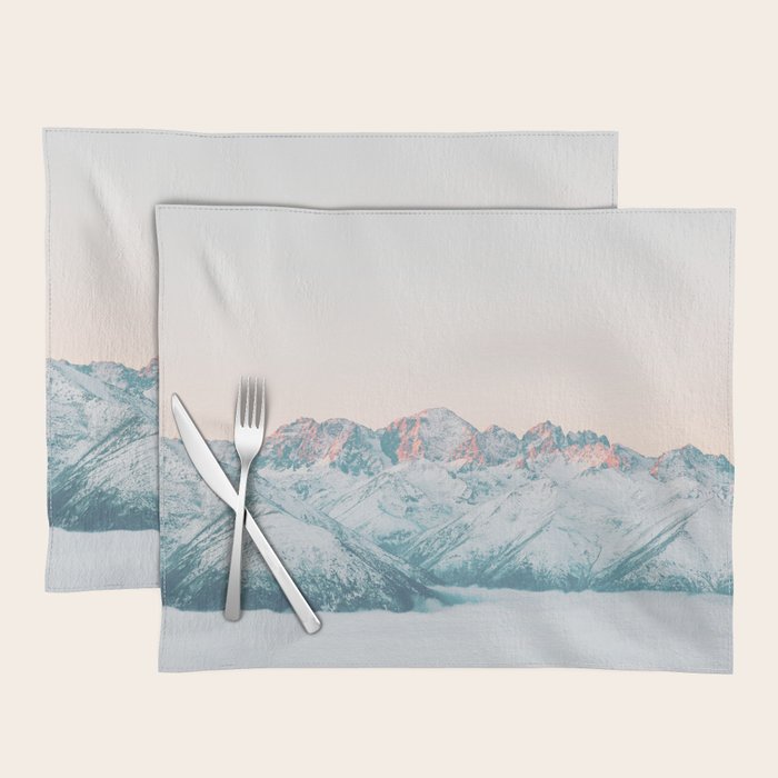 Pastel winter landscape | Arctic mountains in Lapland | Wanderlust travel photography Placemat Gallery Image 1