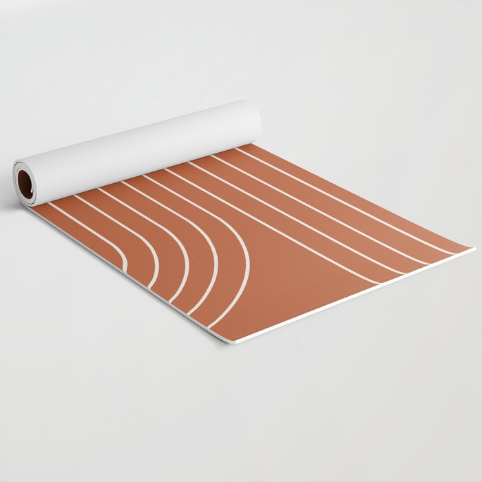 Minimal Line Curvature IX Red Mid Century Modern Arch Abstract Yoga Mat Gallery Image 2