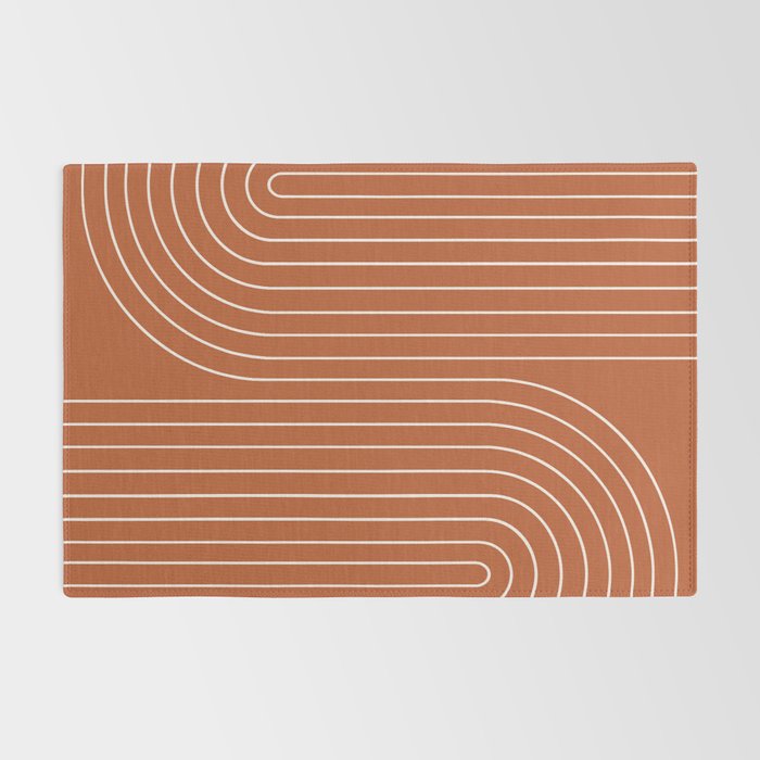 Minimal Line Curvature IX Red Mid Century Modern Arch Abstract Rug Gallery Image 2