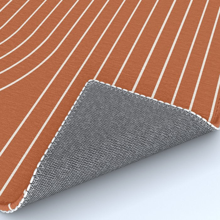 Minimal Line Curvature IX Red Mid Century Modern Arch Abstract Rug Gallery Image 4