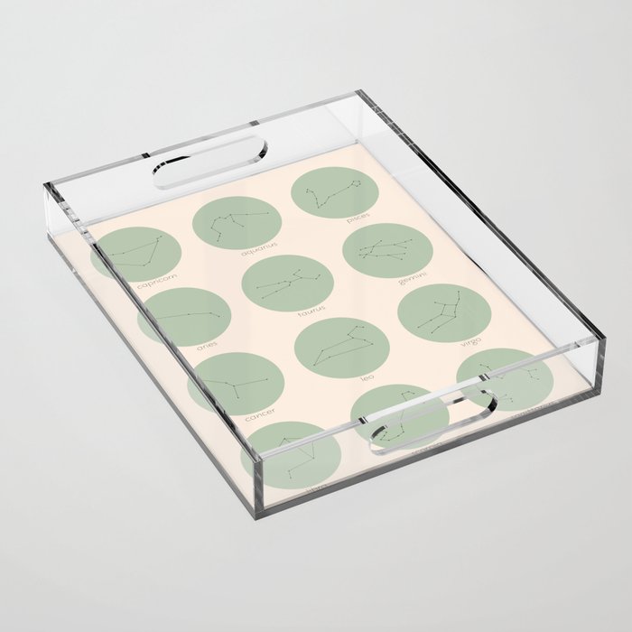 Zodiac Constellations - Sage Green Acrylic Tray Gallery Image 1
