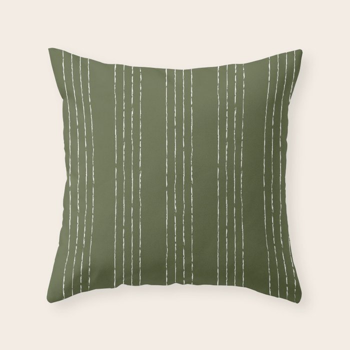Lines #5 (Moss Green) Throw Pillow Gallery Image 1
