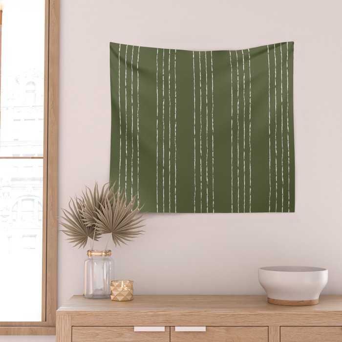 Lines #5 (Moss Green) Wall Tapestry Gallery Image 2