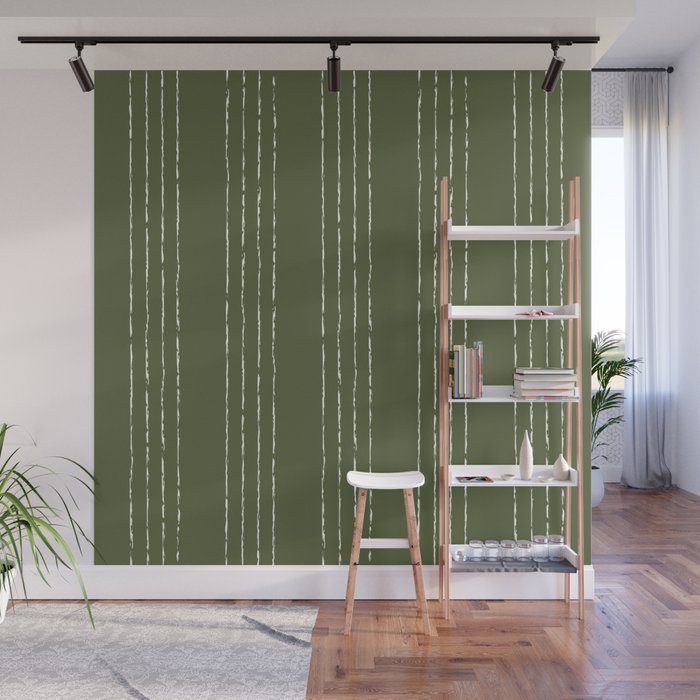 Lines #5 (Moss Green) Wall Mural Gallery Image 1