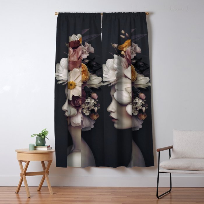 Graceful Blossom Serenity Female Portrait Window Curtain Gallery Image 5