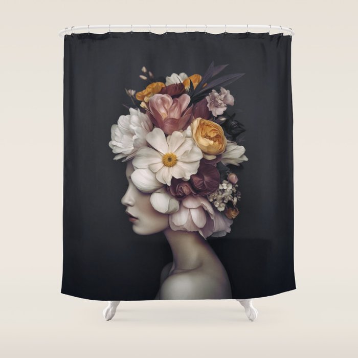 Graceful Blossom Serenity Female Portrait Shower Curtain Gallery Image 1