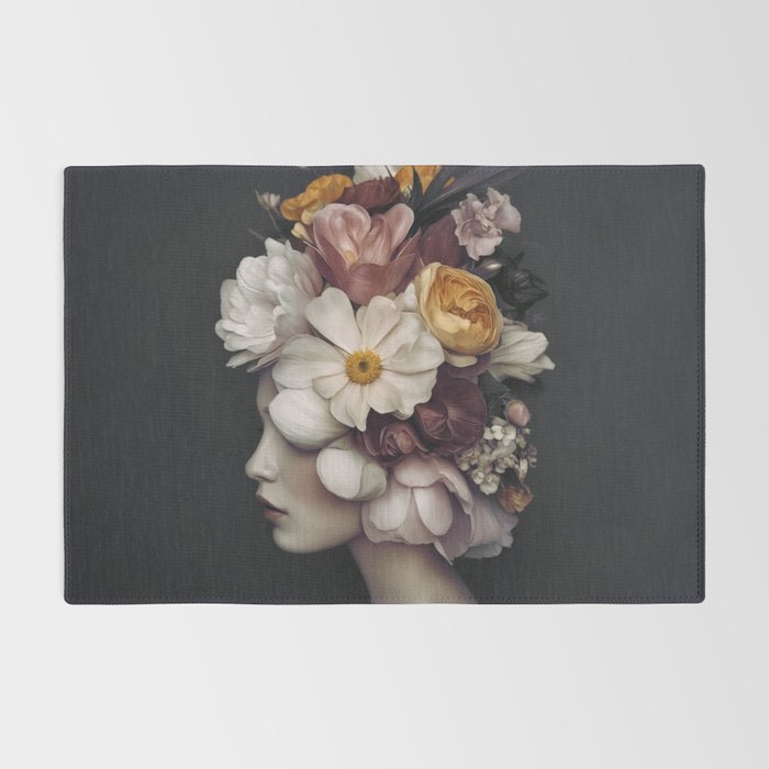 Graceful Blossom Serenity Female Portrait Rug Gallery Image 2