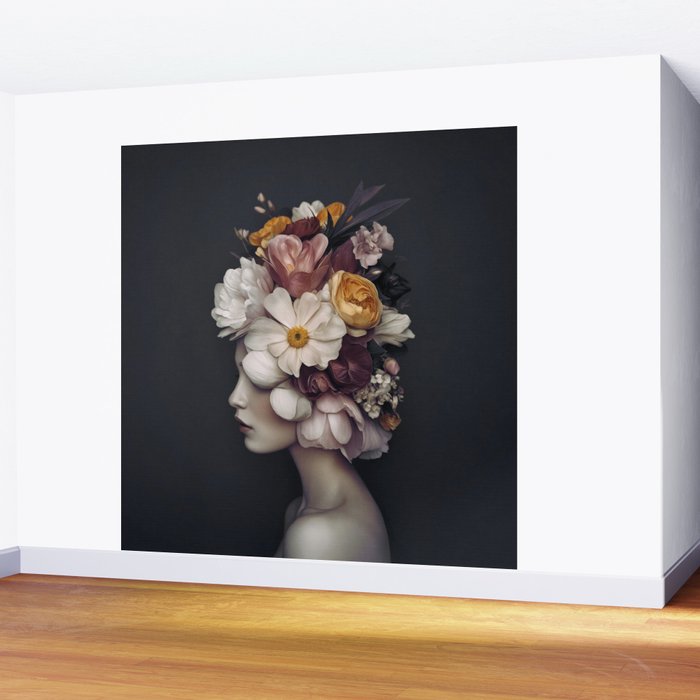 Graceful Blossom Serenity Female Portrait Wall Mural Gallery Image 2