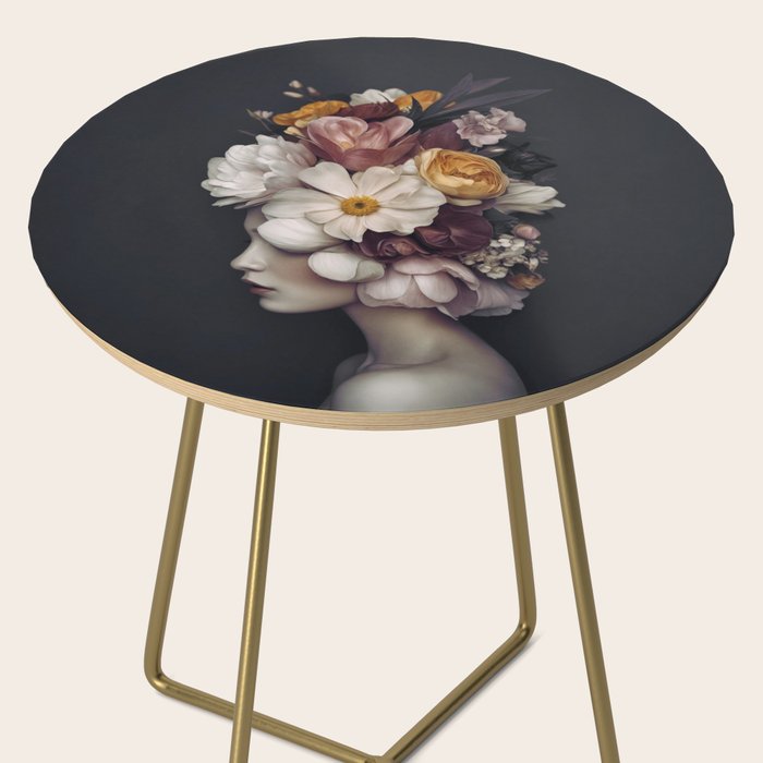 Graceful Blossom Serenity Female Portrait Side Table Gallery Image 2
