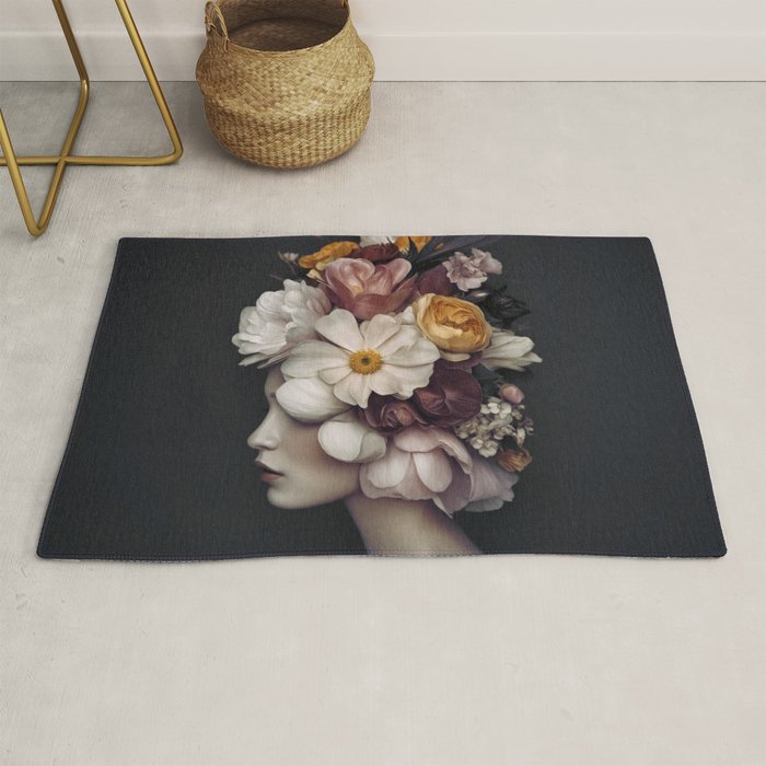 Graceful Blossom Serenity Female Portrait Rug Gallery Image 1