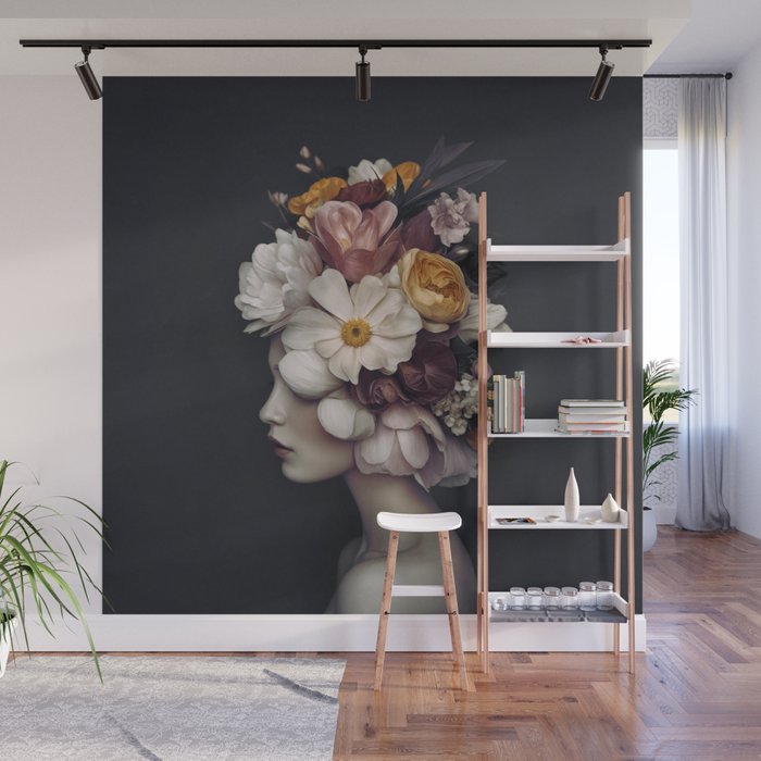 Graceful Blossom Serenity Female Portrait Wall Mural Gallery Image 1