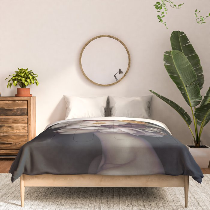 Graceful Blossom Serenity Female Portrait Comforter Gallery Image 3