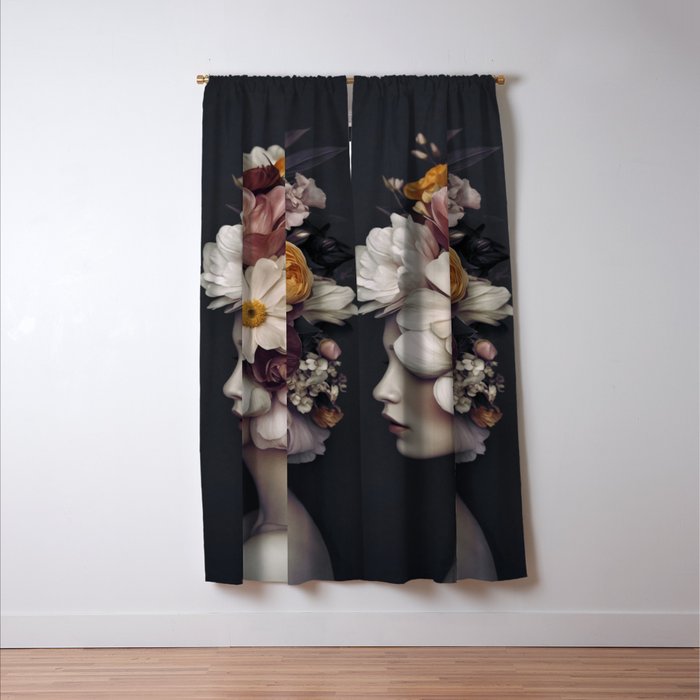Graceful Blossom Serenity Female Portrait Window Curtain Gallery Image 3