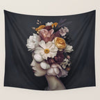 Graceful Blossom Serenity Female Portrait Wall Tapestry Gallery Image 4