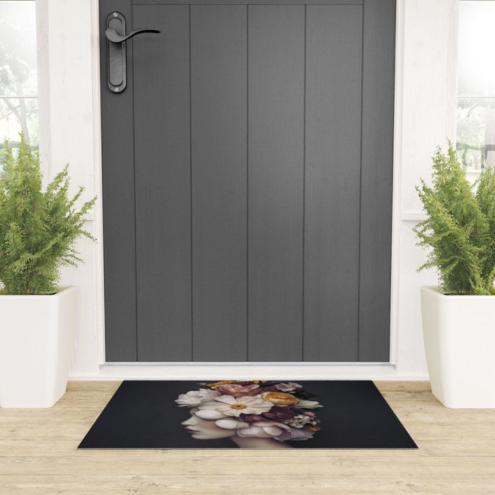 Graceful Blossom Serenity Female Portrait Welcome Mat Gallery Image 3