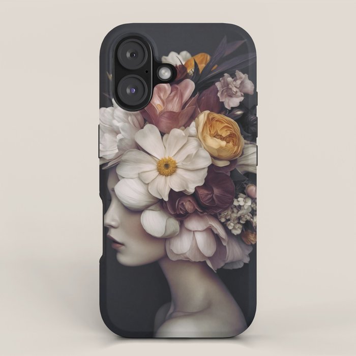 Graceful Blossom Serenity Female Portrait iPhone Case Gallery Image 1