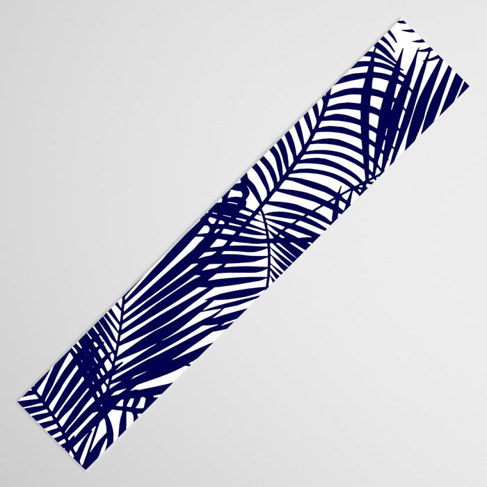 Modern blue white tropical palm trees pattern Table Runner Gallery Image 3