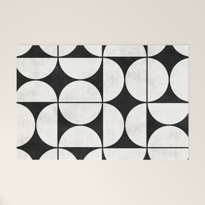 Mid-Century Modern Pattern No.2 - Black and White Welcome Mat Gallery Image 1